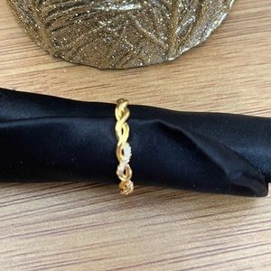 Minimalist Goldtone Braided Micro Pave Set CZ Band